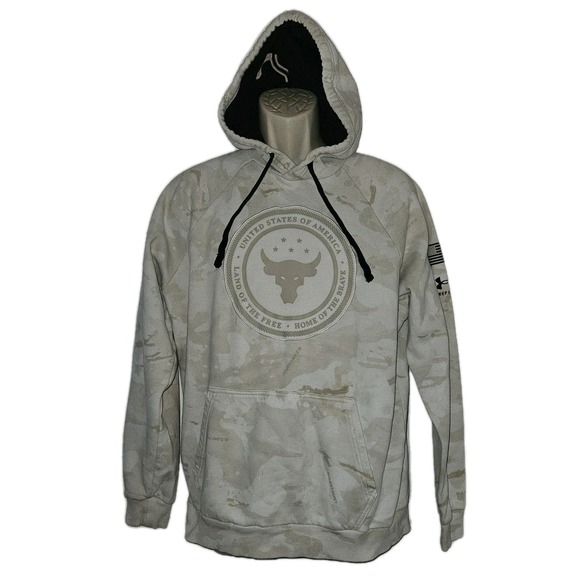 Under Armour Other - Under Armour Project Rock Hoodie Pullover‎ Mens M Veterans Day Camo Sweatshirt